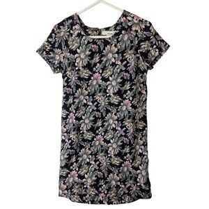 Sans Souchi Women size M Floral Sheath Dress Short Sleeve Office Zip Career Fun